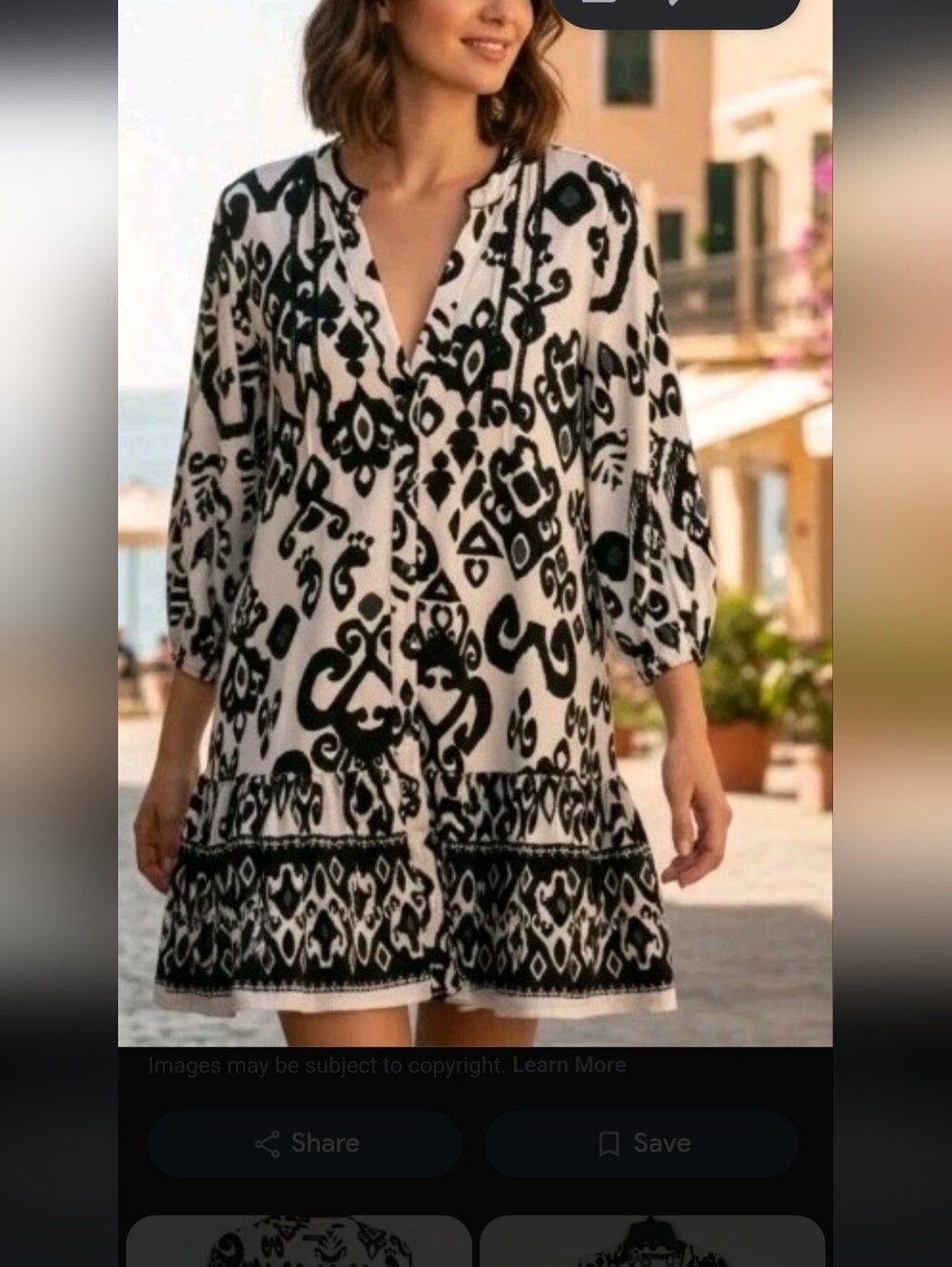 Zara Flowy Boho Black and White Print Mini Dress Sz L Vicose&Linen Blend